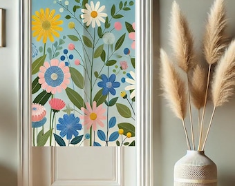 Flowers Noren Japanese Door Curtain for Doorway Privacy, Modern Art Window Curtains, Room Divider Tapestry Curtain for Kitchen Home Decor