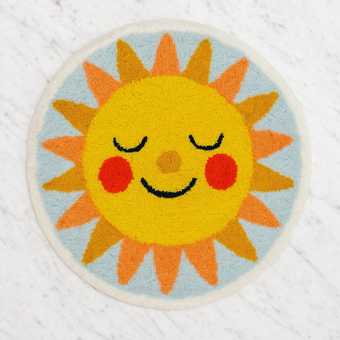 Sun Bath Mat, Round Cute Sunshine Bathroom Rugs Soft and Fluffy, Water ...