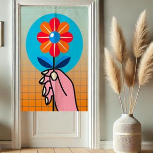 Cortina de puerta japonesa Noren con arte abstracto, cortinas de privacidad para ventanas, cortinas de tapiz divisorias para la decoración del hogar y la cocina