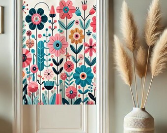 Flowers Noren Japanese Door Curtain for Doorway Privacy Modern Art Window Curtains for Room Divider Tapestry Curtain for Kitchen Home Decor