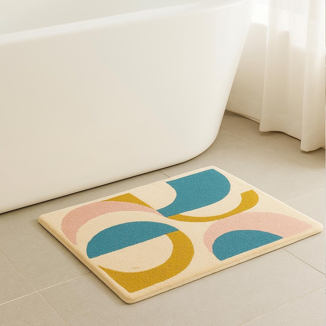 Abstract Bath Rug: Modern Art Deco, Soft Microfiber - Etsy