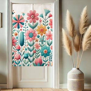 Flowers Noren Japanese Door Curtain for Doorway Privacy, Modern Art Window Curtains, Room Divider Tapestry Curtain for Kitchen Home Decor