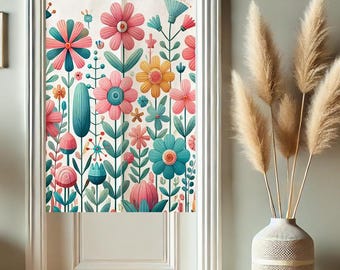Flowers Noren Japanese Door Curtain for Doorway Privacy, Modern Art Window Curtains, Room Divider Tapestry Curtain for Kitchen Home Decor
