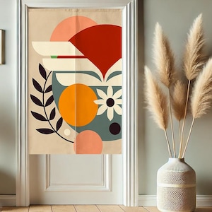 Boho Flowers Noren Japanese Doorway Curtain, Privacy Window Curtains for Room Divider Tapestry Curtains for Kitchen Home Decor
