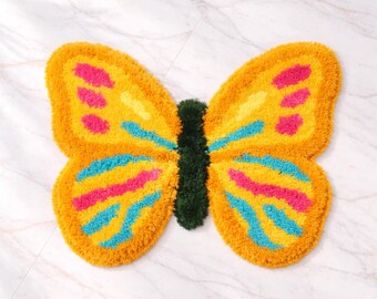 Colorful Butterfly Bath Mat for Bathroom Décor Soft Absorbent Microfiber Bathtub Rug Machine Washable Tufted Floor Carpet for Shower Room