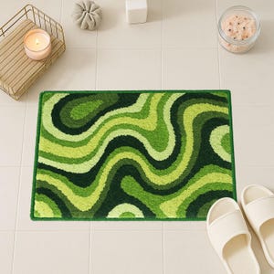 Moss Bath Rug Funny Bathroom Décor Green Soft Absorbent Microfiber Floor Mat Machine Washable Carpet
