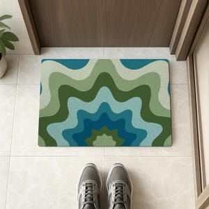 Green Moss Welcome Doormat Landscape PVC Indoor & Outdoor Front Door Mat Custom Non-Slip Rug for Entryway Home Decor