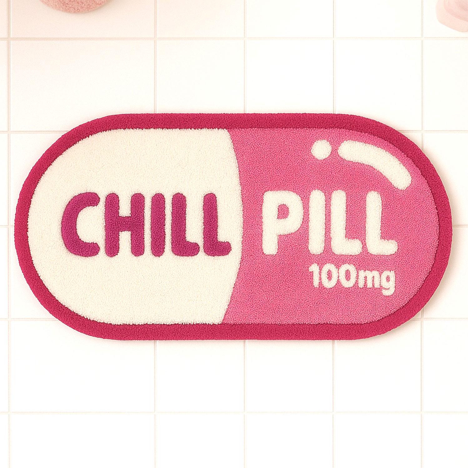 FROZZUR Chill Pill Badematte – Rutschfester, Flauschiger Duschteppich In Rosa, 77x43 Cm, Waschbar