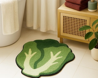 Cabbage Bath Mat Funny Bathroom Décor Soft Absorbent Microfiber Bathtub Rug Machine Washable  Tufted  Floor Carpet for Shower Room