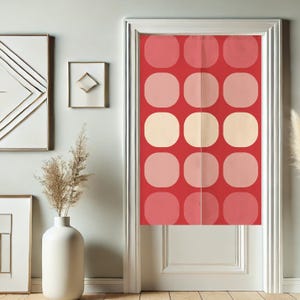 Red Polka Dots Japanese Door Curtain for Doorway Privacy, Modern Art Window Curtains, Room Divider Tapestry Curtain for Kitchen Home Decor