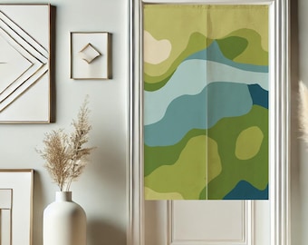 Green Moss Noren Japanese Door Curtain for Doorway Privacy Landscape Window Curtains for Room Divider Tapestry for Kitchen Home Decor