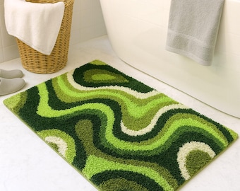 Moss Bath Rug Funny Bathroom Décor Green Soft Absorbent Microfiber Floor Mat Machine Washable Carpet
