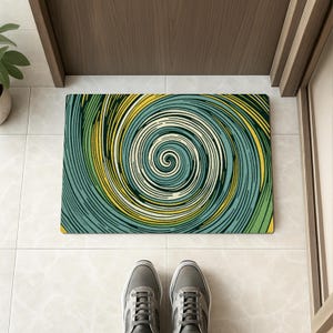 Dizzy Welcome Doormat Green PVC Indoor & Outdoor Front Door Mat Custom Non-Slip Rug for Entryway Home Decor