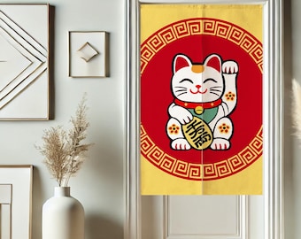 Lucky Cat Noren Japanese Door Curtain for Doorway Privacy Modern Window Curtains for Room Divider Tapestry for Kitchen Home Decor