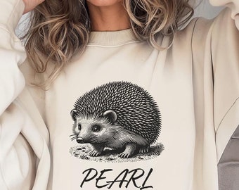 Hedgehog Personalized Sweatshirt, Custom Name Hedgehog Jumper, Gift for Hedgehog Lovers, Hedgehog Owner Pullover, Custom Hedgehog Apparel