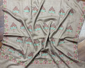 Xale Butidar de Pashmina Pura Bordado à Mão