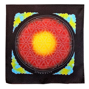 Batik hand painted silk scarf. Mens silk scarf, Flower of Life, mindfulness gift, foulard homme, silk hair scarf, gift for him, mod scarf
