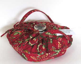 Casserole Carrier, Round or Square Dish, Brick Jacobean, Insulated, Hot or Cold Foods