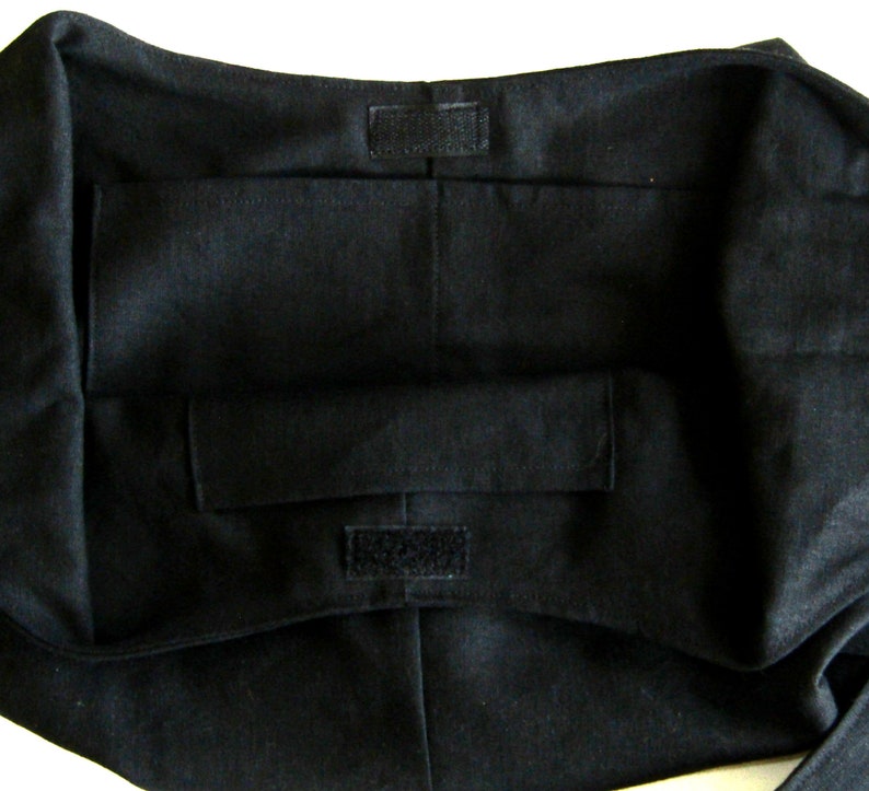 Linen Boho Bag, Hobo Bag, Fully Lined, Pockets, Key Clasp, Adjustable, Linen Tote, Black image 6