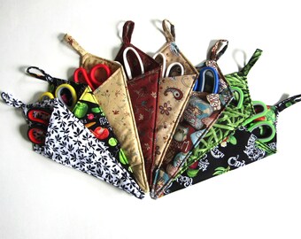 Fabric Scissors Holder WITH Craft Scissors, Magnetic,  Hanging Loop,  Kitchen, Workspace, Scissors Carrier, Scissors Cozy