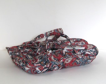 Casserole Carrier, 9X13, Large, Oval, Insulated, Hot or Cold Foods, Paisley Navy and Maroon , Bridal Gift, Christmas Gift