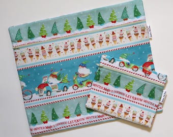 Large Fabric Project Bag Set of 2: Cross Stitch, Needlepoint, Gnomes