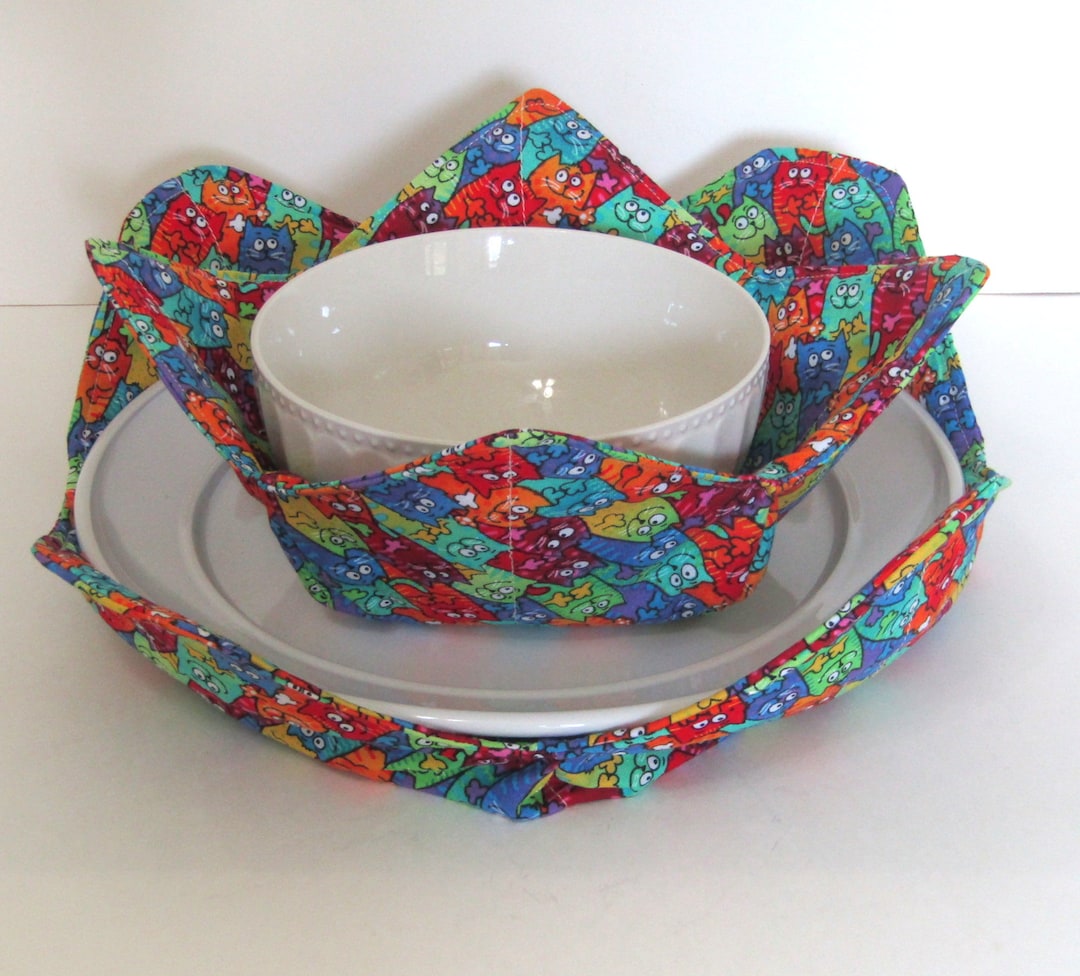 Microwave Bowl and Plate Set Bowl Cozy Plate Cozy Fabric Etsy