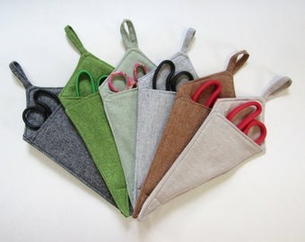 Fabric Scissors Holder with Craft Scissors, Magnetic,  Hanging Loop,  Kitchen, Scissors Carrier, Scissors Cozy