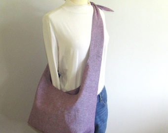 Linen Hobo Bag: Adjustable Crossbody Sling with Pockets