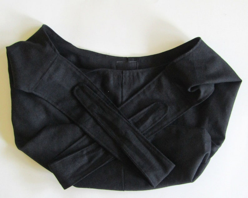 Linen Boho Bag, Hobo Bag, Fully Lined, Pockets, Key Clasp, Adjustable, Linen Tote, Black image 4