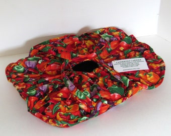 Casserole Carrier, 9X13, Large, Oval, Insulated, Hot or Cold Foods, Bell Peppers, Bridal Gift, Christmas Gift