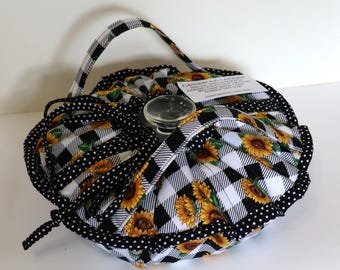 Casserole Carrier, Round or Square Dish, Insulated, Hot or Cold Foods, Sunflowers