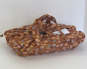 Casserole Carrier / Extra Large / Brown and Blue Prairie Flowers/ Insulated / Pampered Chef Carrier / Paula Deen Dish Carrier /Mother's Day