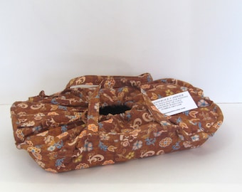 Casserole Carrier, 9X13, Large, Oval, Insulated, Hot or Cold Foods, Brown Prairie Flowers, Bridal Gift, Mother's Day Gift