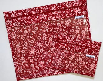 Vinyl Project Bag SET OF 2: Needlepoint, Travel Organizer, Embroidery, Red Country
