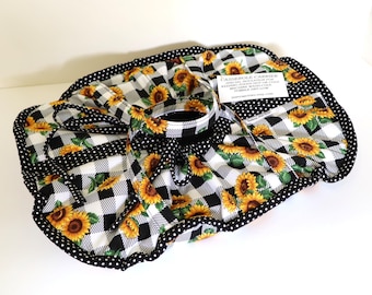 Casserole Carrier, 9X13, Large, Oval, Insulated, Hot or Cold Foods, Sunflowers