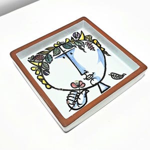 Stig Lindberg KARNEVAL dish Gustavsberg Studio Sweden Scandinavian 1950s faience pottery Swedish vintage glazed earthenware handpainted