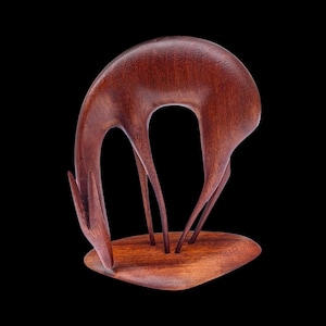 Danish Modern deer figurine in teak wood Scandinavian 1960s design Denmark stylized minimalistic design