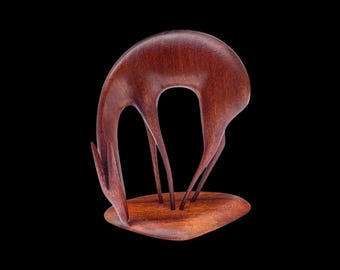 Danish Modern deer figurine in teak wood Scandinavian 1960s design Denmark stylized minimalistic design
