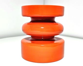 PO Ström Alsterfors Orange Cased Glass Vase - 1960s Swedish Design