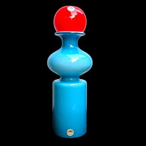 Holmegaard Carnaby vase with stopper Per Lütken and Michael Bang Danish design 1960s vintage vibrant turquoise glass