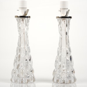 Orrefors Crystal Table Lamps: Carl Fagerlund Scandinavian Mid-Century Modern Design