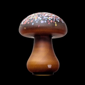 Retro Kosta Boda glass mushroom Monica Backström Brown Penny Bun figurine Scandinavian 1980s glass art Sweden