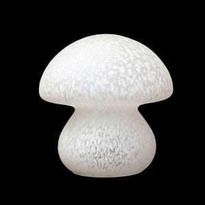 Retro glass mushroom table lamp Scandinavian 1970s space-age design Sweden white cloudy glass