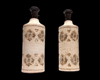 Bergboms Bitossi Tischlampen Aldo Londi 1960er Jahre Design beige glasierte Keramik Schweden und Italien Design Collaboration