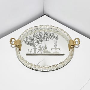 Vintage Murano Glass Mirror Tray: Mid-Century Italian Art, Gold Dust Decor