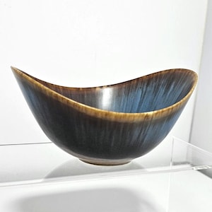 Gunnar Nylund Rörstrand ARO Schüssel: Mid-Century Modern Blaue Hasenfell-Glasur