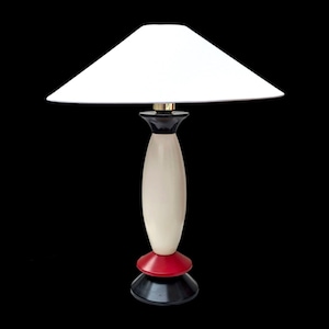 Matteo Thun postmodern table lamp Italian 1980s design painted wooden table lamp Italy retro