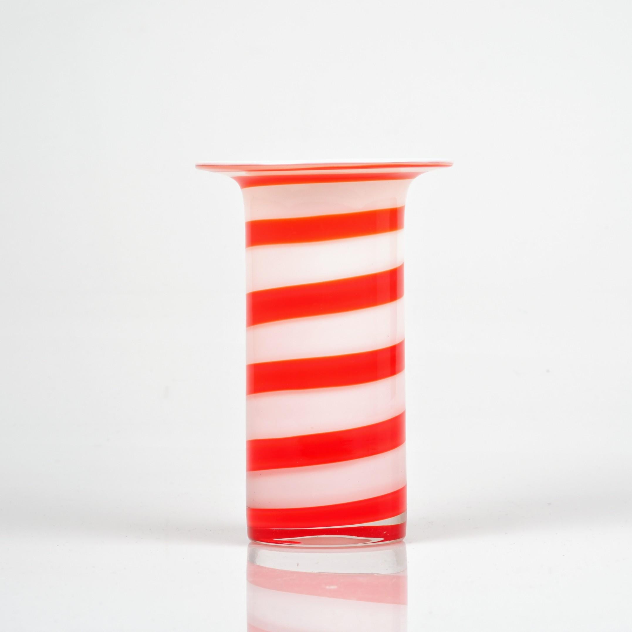 1960s Scandinavian Glass Vase: Orange Swirl by Per-olof Ström for