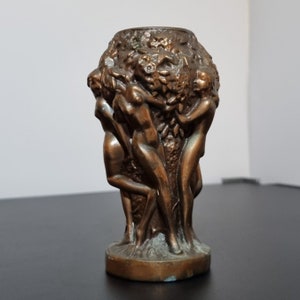 VINTAGE art deco vase after Curt Schlevogt &quot; Ingrid &quot; metal 1900s Czech design